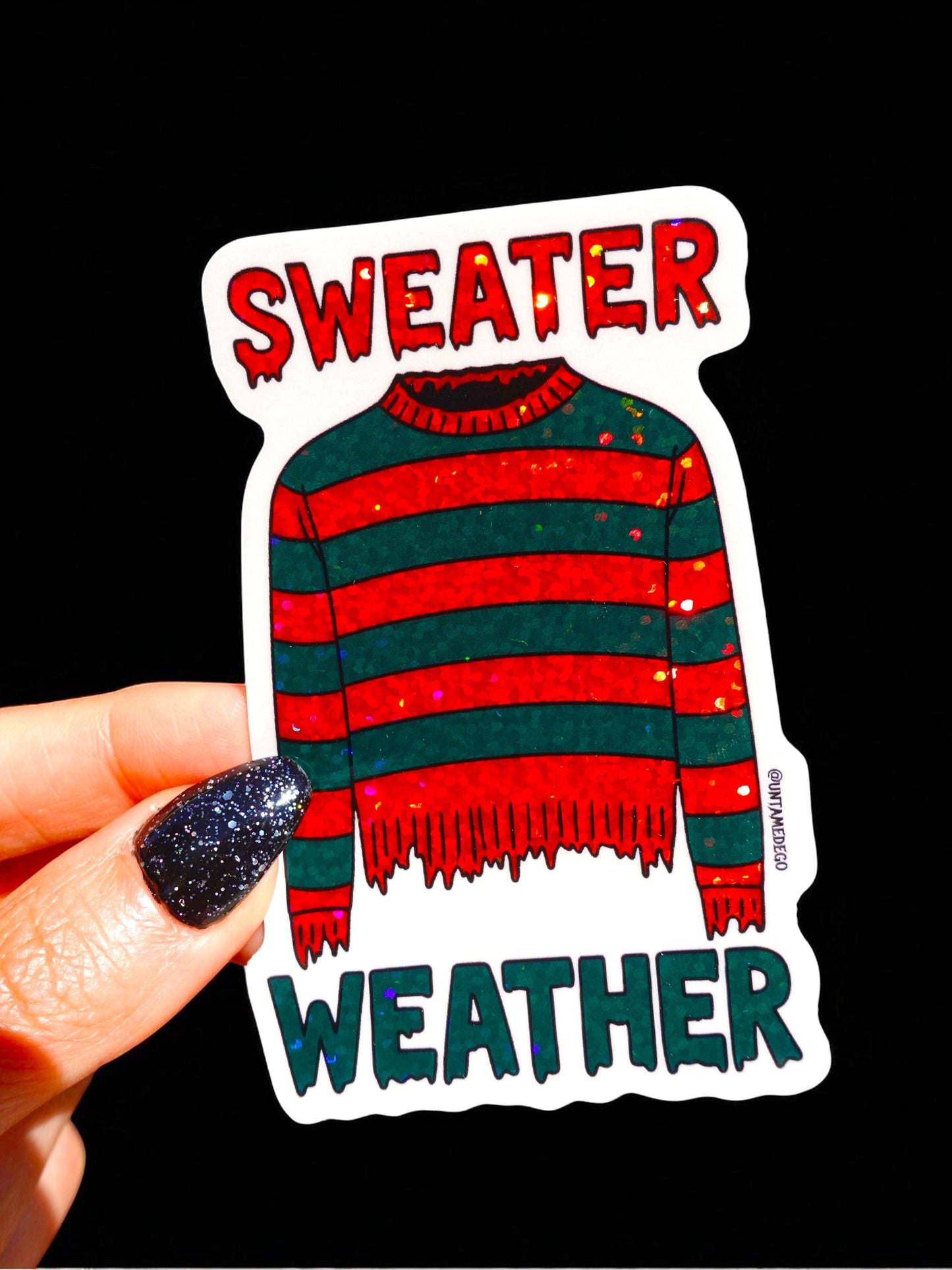 Sweater Weather Horror Halloween Glitter Sticker