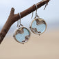 Swirl Earrings – Silver with Aquamarine Inlay
