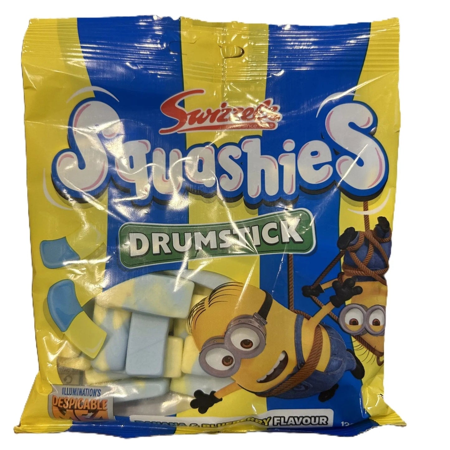 Swizzels Drumstick Squashies Minions – Banana & Blueberry Flavoured Chewy Candies 120g Bag (UK)