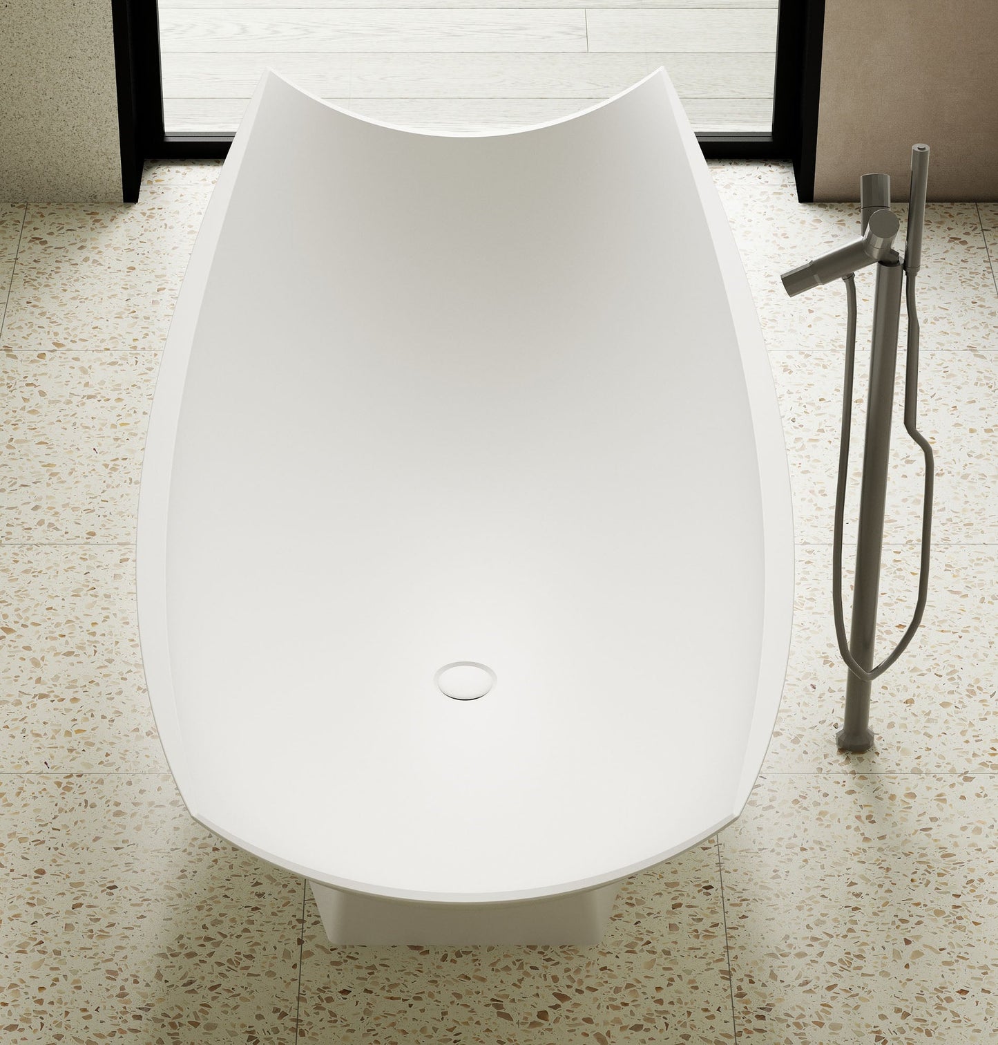 ALFI brand  AB9992 White Matte 71" Solid Surface Resin Free Standing Hammock Style Bathtub