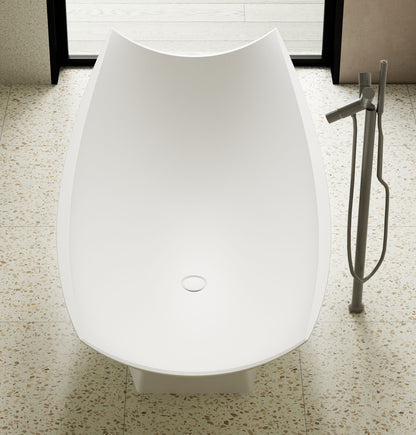 ALFI brand  AB9992 White Matte 71" Solid Surface Resin Free Standing Hammock Style Bathtub