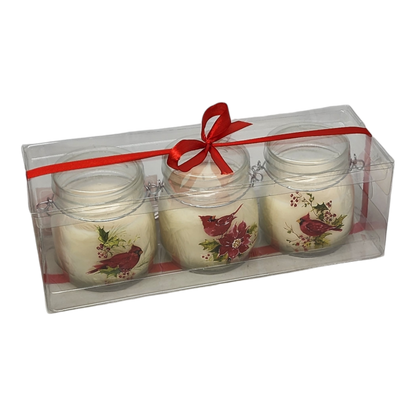 Cardinal Glass Jar Wax Candle - 3 Piece Set