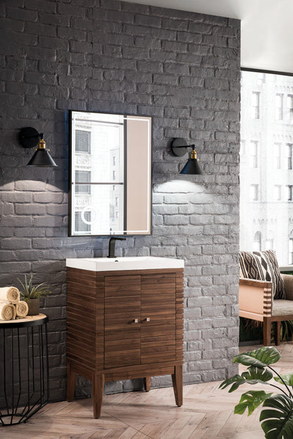 Linden 24" Single Vanity with White Glossy Composite Stone Top