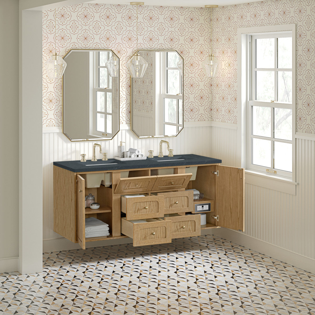 Laurent 60" Double Vanity, Light Natural Oak