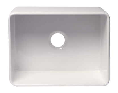 ALFI brand ABF2418 Smooth Apron 24" x 18" Single Bowl Fireclay Farm Sink