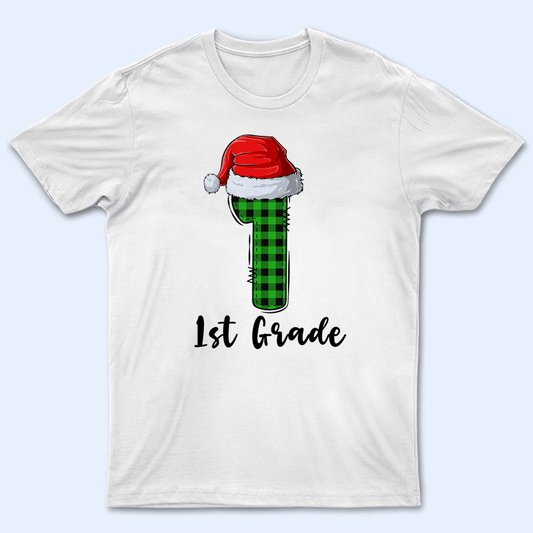 T is for Teacher - Christmas - Personalized Custom T Shirt - Birthday, Loving, Funny Gift for Teacher, Kindergarten, Preschool, Pre K, Paraprofessional