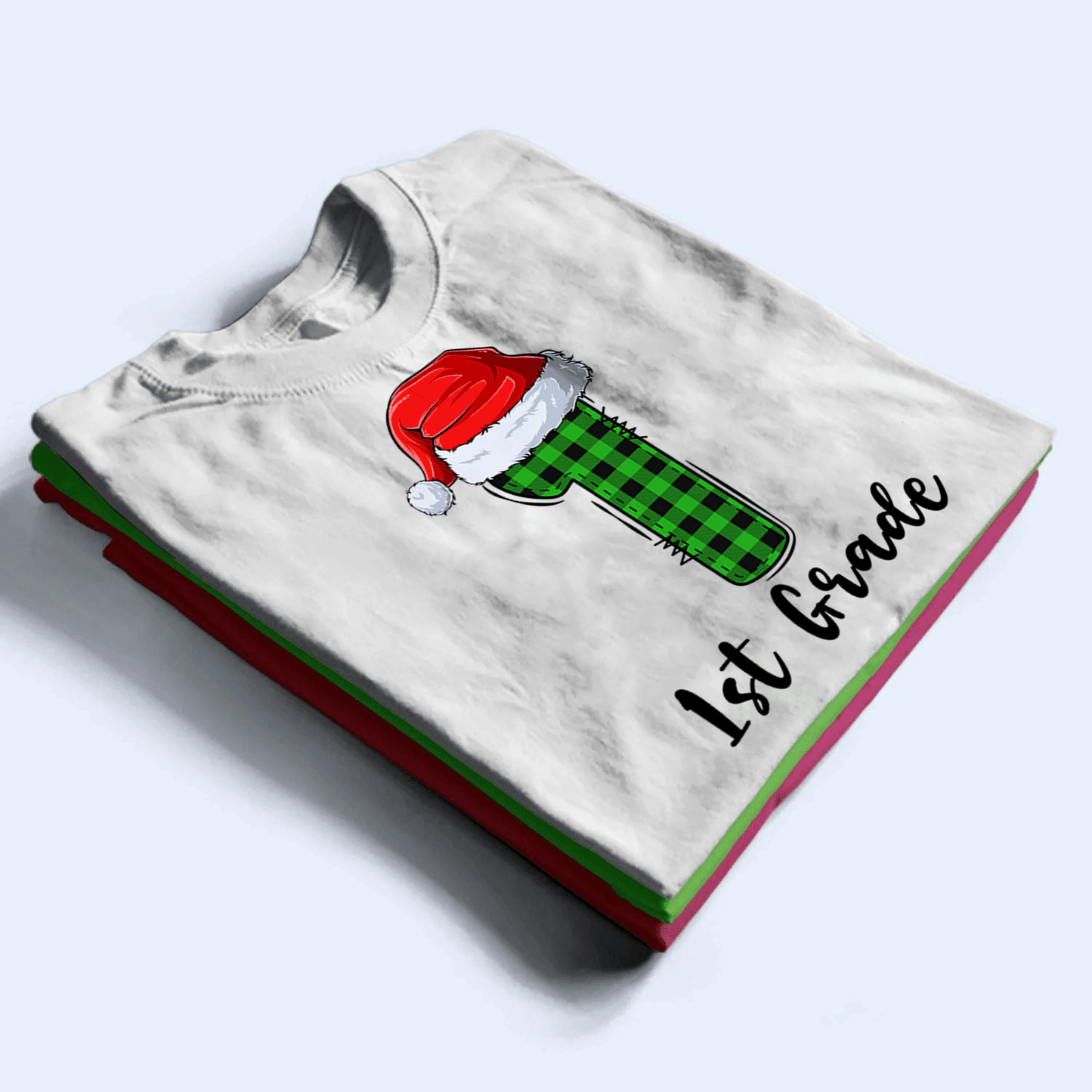 T is for Teacher - Christmas - Personalized Custom T Shirt - Birthday, Loving, Funny Gift for Teacher, Kindergarten, Preschool, Pre K, Paraprofessional