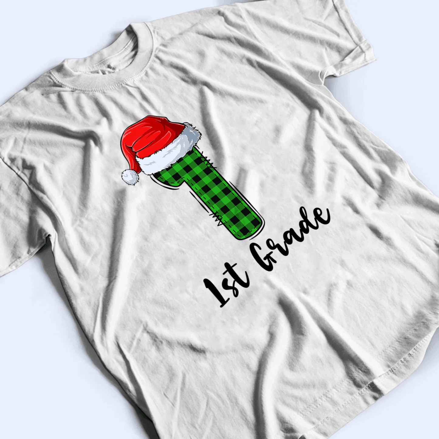 T is for Teacher - Christmas - Personalized Custom T Shirt - Birthday, Loving, Funny Gift for Teacher, Kindergarten, Preschool, Pre K, Paraprofessional