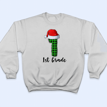 T is for Teacher - Christmas - Personalized Custom T Shirt - Birthday, Loving, Funny Gift for Teacher, Kindergarten, Preschool, Pre K, Paraprofessional