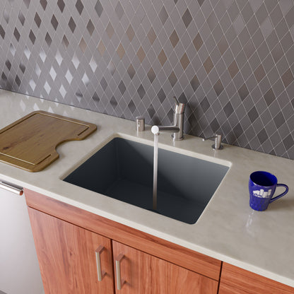 ALFI brand AB2420UM 24" Undermount Single Bowl Granite Composite Kitchen Sink