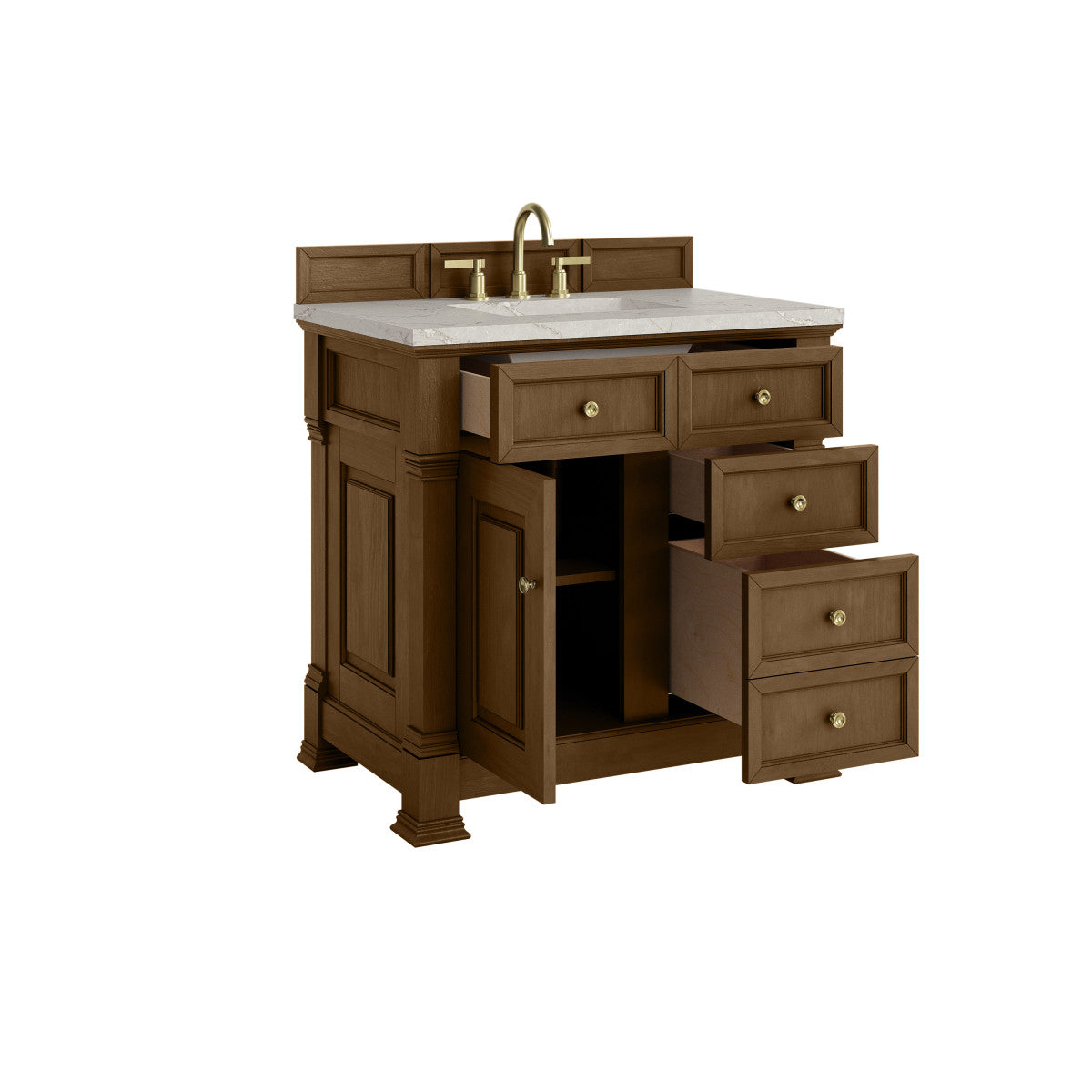 James Martin 547-V36 Brookfield 36” Single Vanity – Black Onyx / Honey Oak / Pearl Charcoal