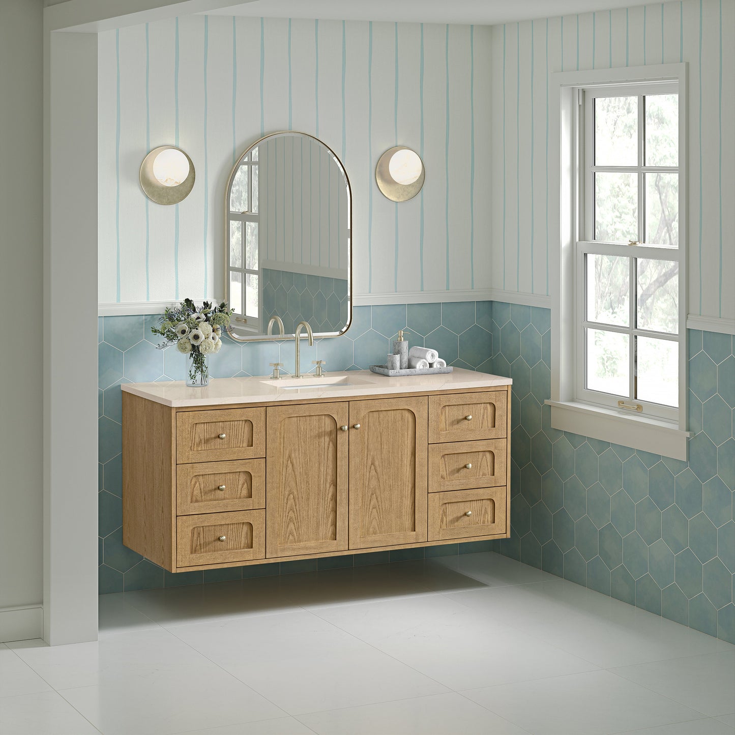 Laurent 60" Single Vanity, Light Natural Oak