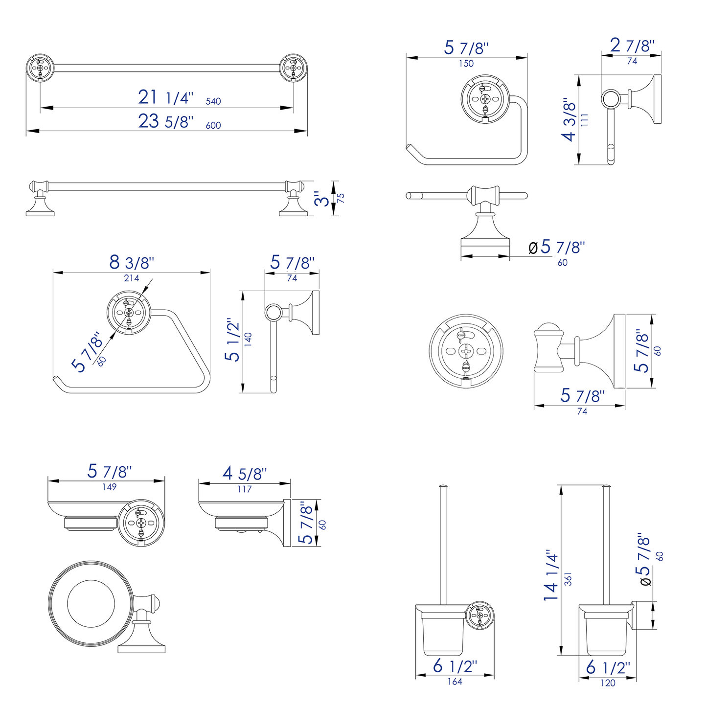 ALFI brand AB9521 6 Piece Matching Bathroom Accessory Set