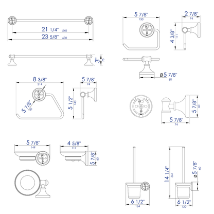 ALFI brand AB9521 6 Piece Matching Bathroom Accessory Set