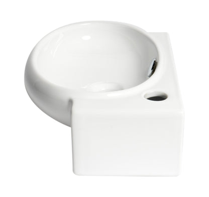ALFI brand  ABC117 White 17" Small Wall Mounted Ceramic Sink with Faucet Hole