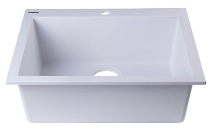 ALFI brand AB2420DI 24" Drop-In Single Bowl Granite Composite Kitchen Sink