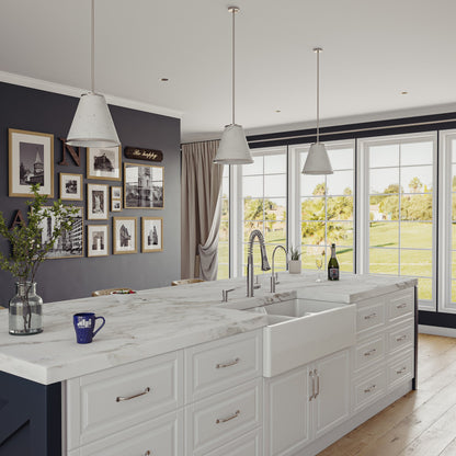 ALFI brand AB3918DB Smooth Apron Thick Wall Fireclay Double Bowl Farm Sink