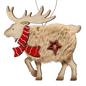 Fuzzy Wooden Reindeer Ornament - Looking Left