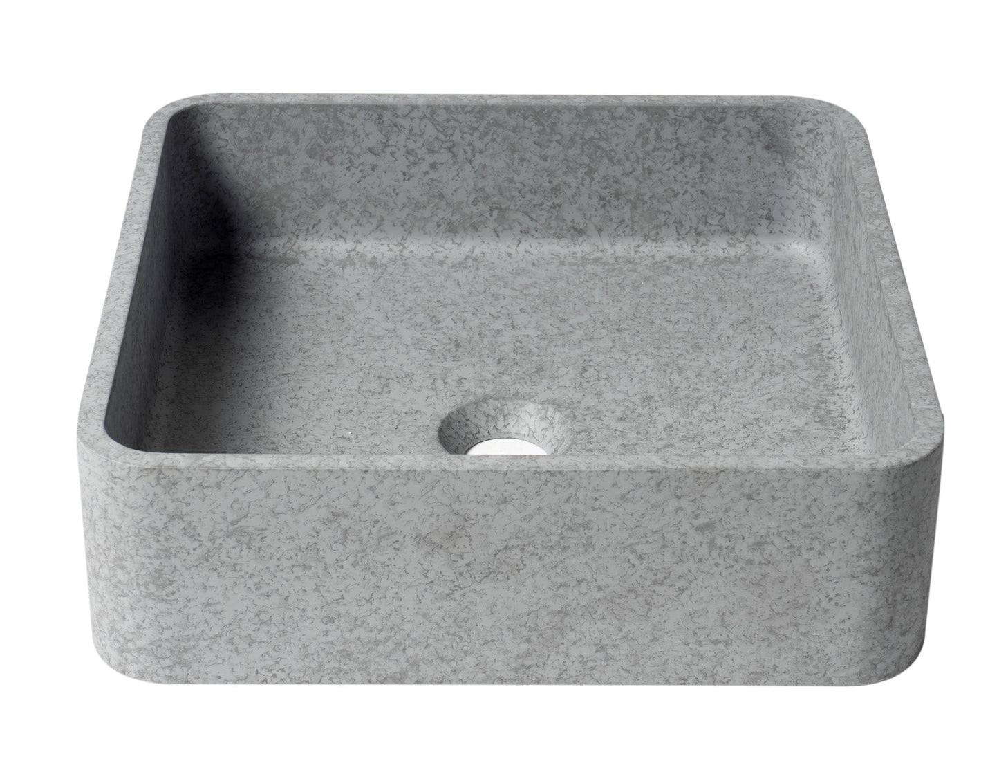 ALFI brand  16" Solid Concrete Chiseled Style Square Above Mount Vessel Sink