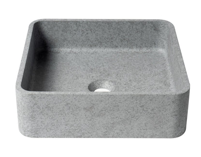 ALFI brand  16" Solid Concrete Chiseled Style Square Above Mount Vessel Sink