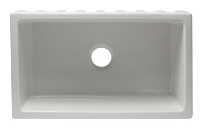 ALFI brand AB3018HS Reversible Smooth / Fluted Single Bowl Fireclay Farm Sink