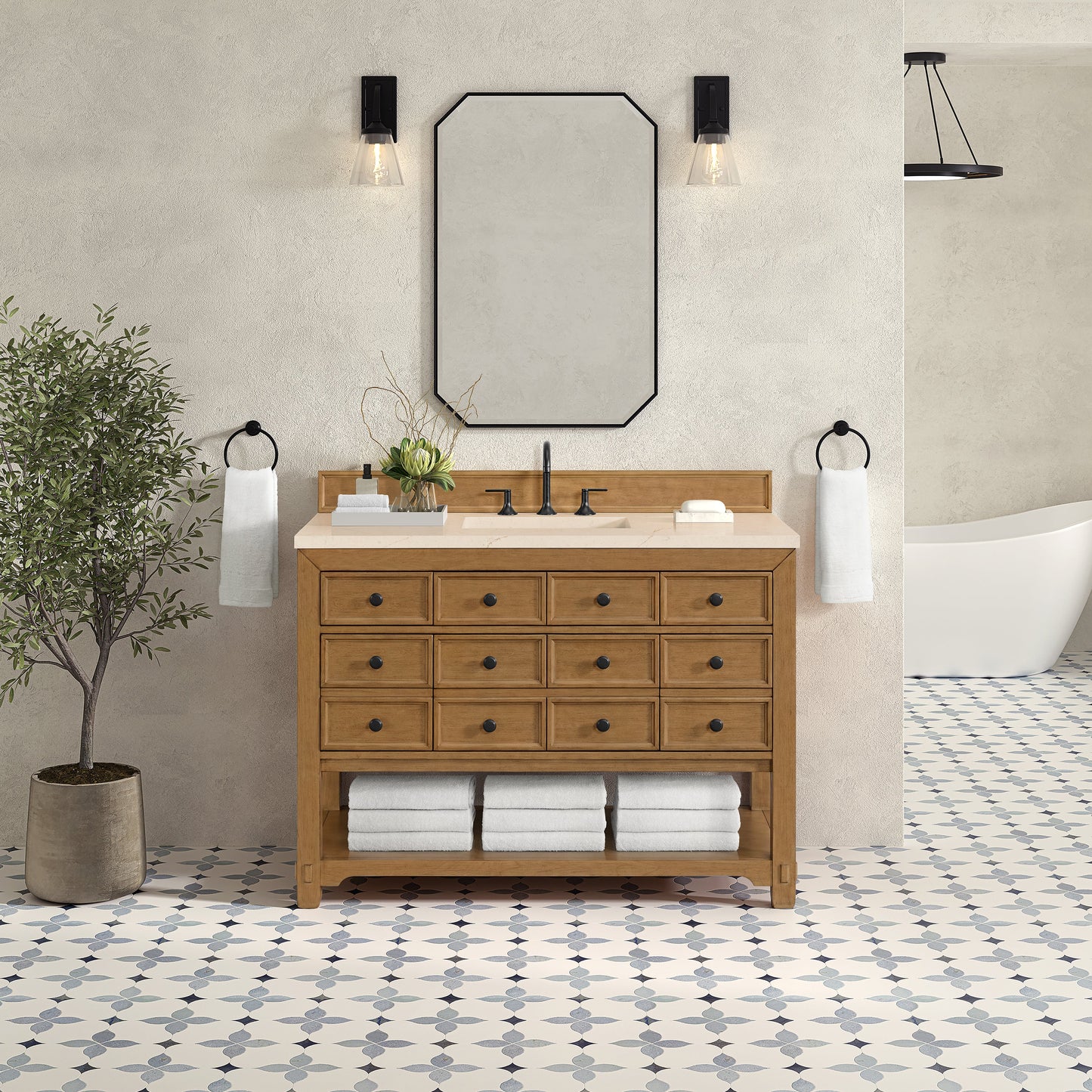 Malibu 48" Single Vanity, Amber Birch