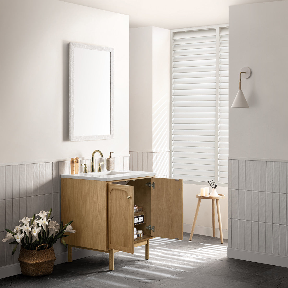 Laurent 30" Single Vanity Cabinet, Light Natural Oak