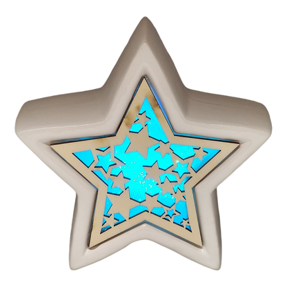 Color Changing Dolomite & Wood Decor - Star