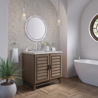 Portland 36" Single Vanity Cabinet, Whitewashed Walnut