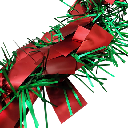 12 foot 4 Ply Luxury Matte Tinsel Garland - Red/Green