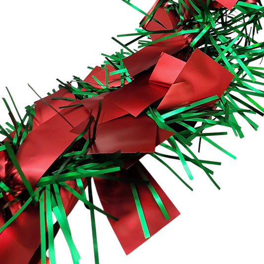 12 foot 4 Ply Luxury Matte Tinsel Garland - Red/Green