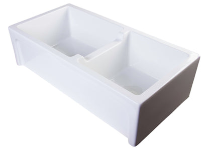 ALFI brand AB3618ARCH Arched Apron Thick Wall Fireclay Double Bowl Farm Sink