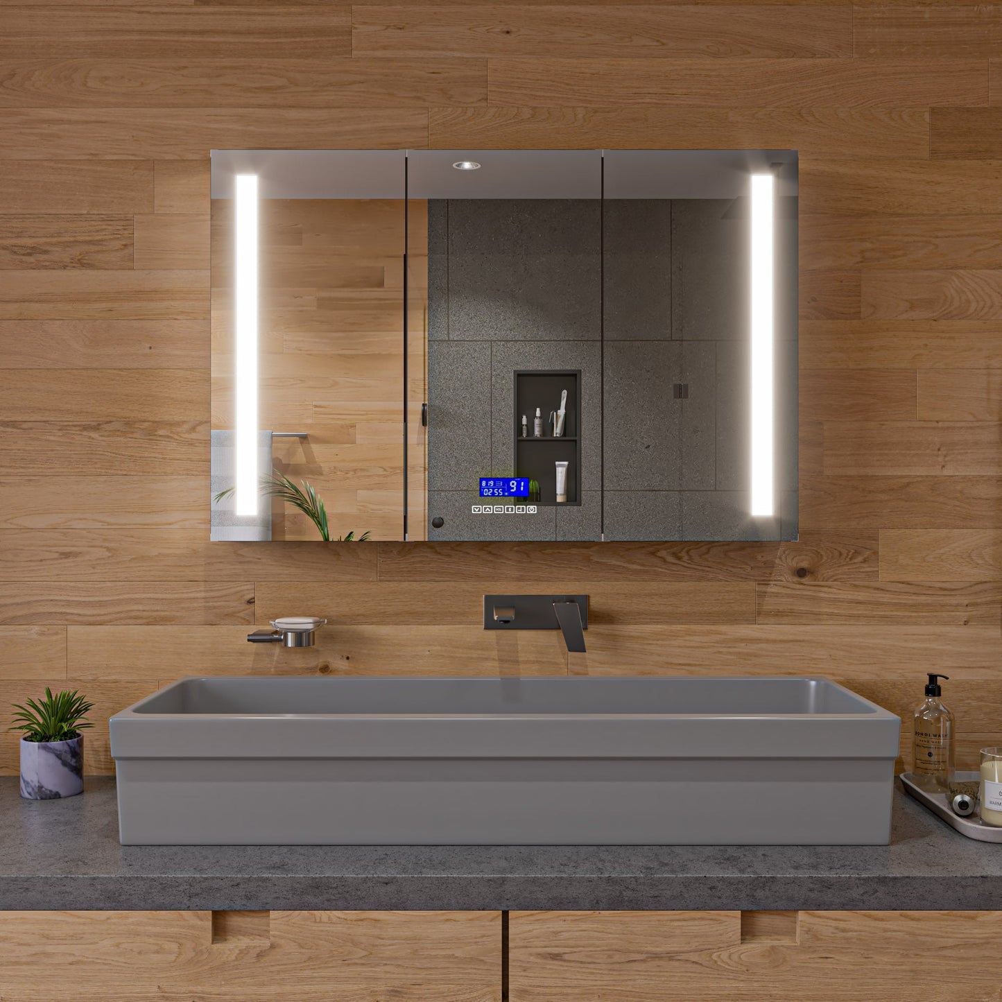 ALFI brand  AB48TRGM 48" Grey Matte Above Mount Fireclay Bathroom Trough Sink