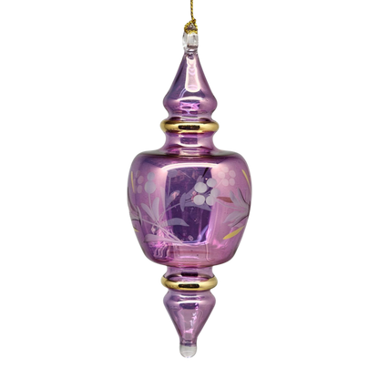 Double Pointed Blown Glass Box Ornament - Purple
