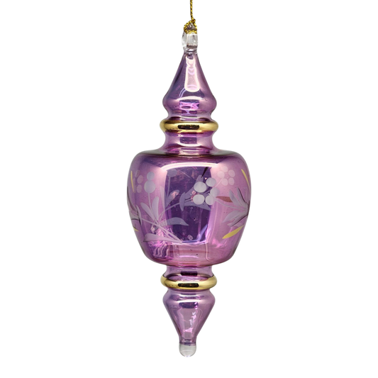 Double Pointed Blown Glass Box Ornament - Purple