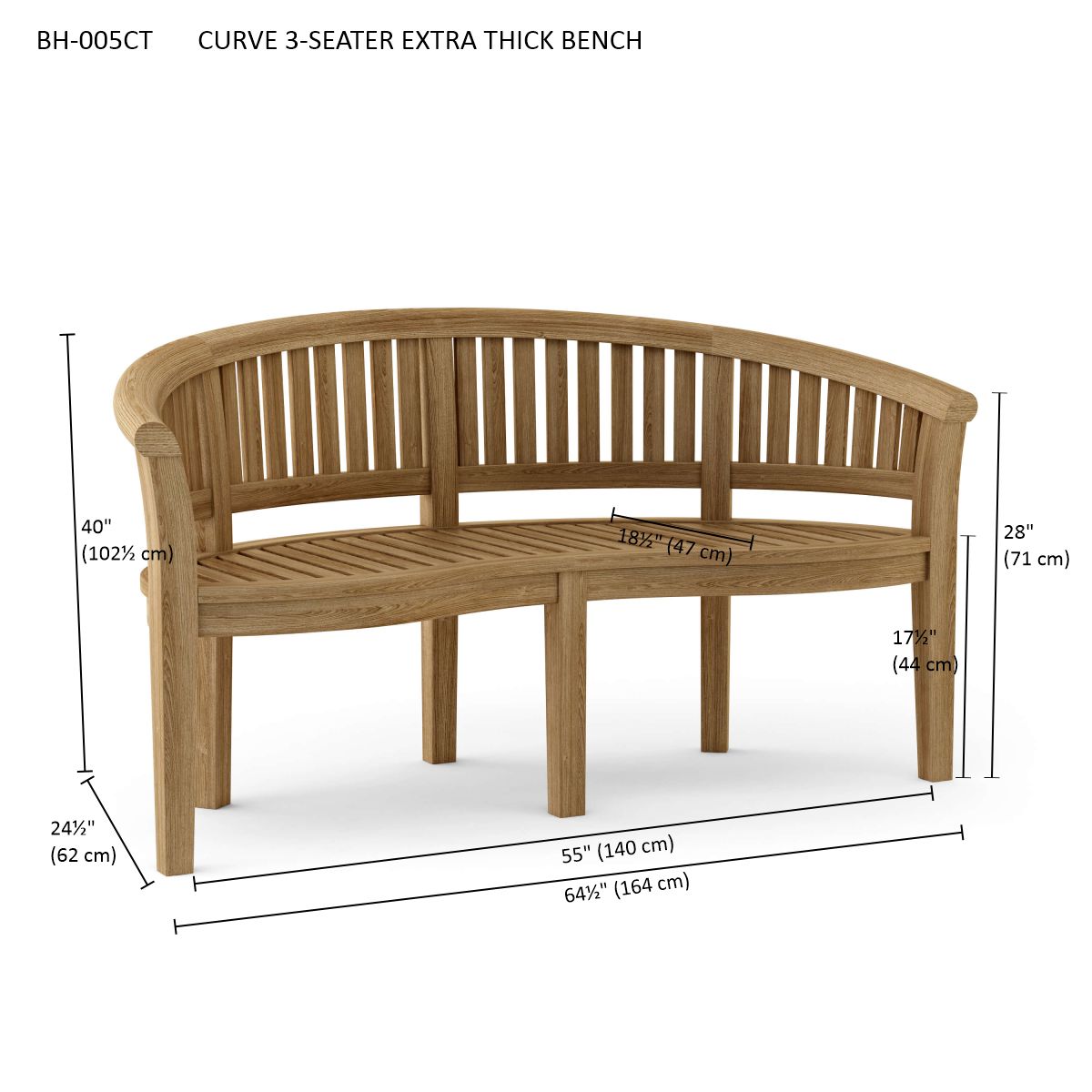 Curve 3-Seater Extra Thick Bench