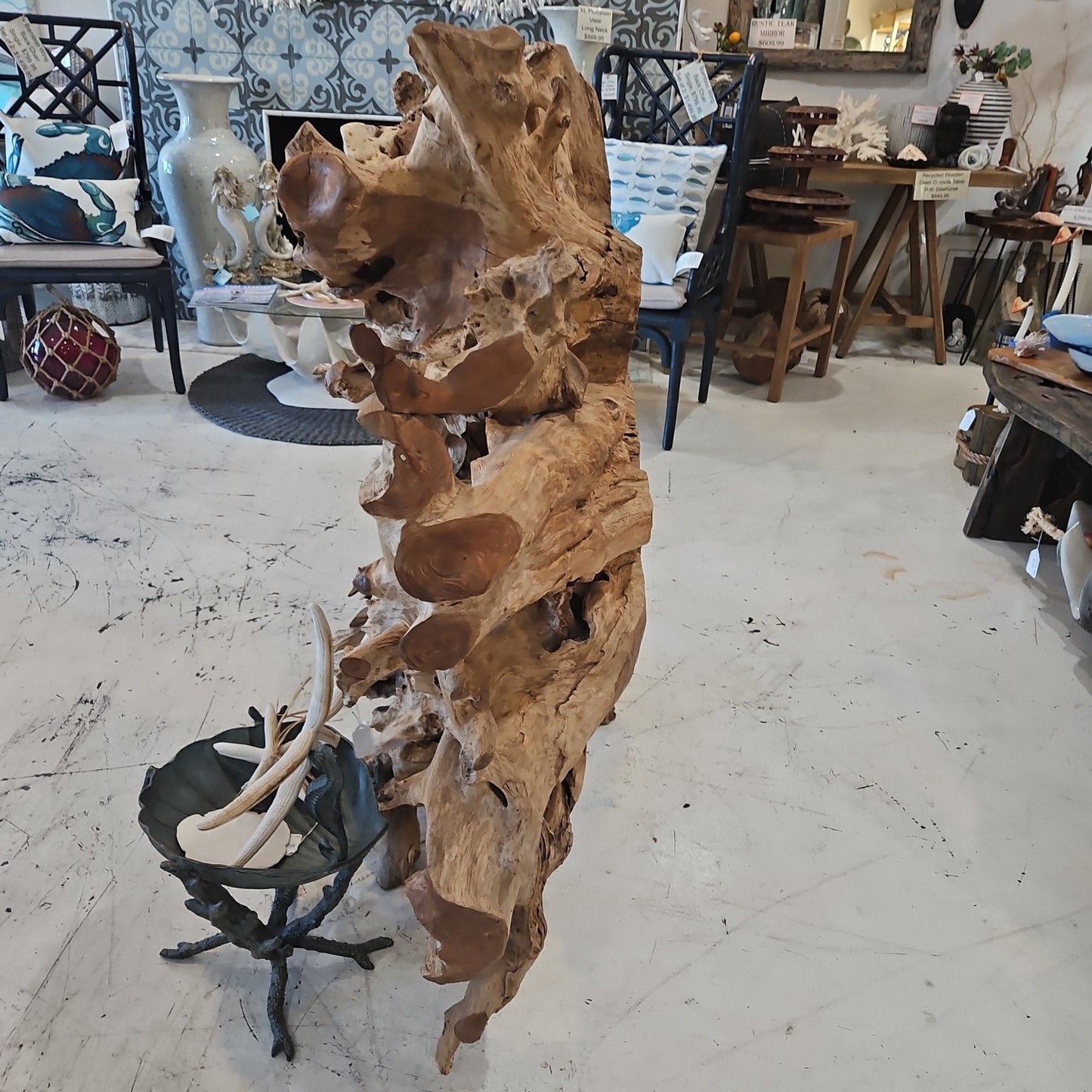 Massive Teak Driftwood Standing Artwork