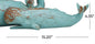 Teal Polystone Whale Distressed Decorative Sculpture with Brown Wood-Inspired Accents