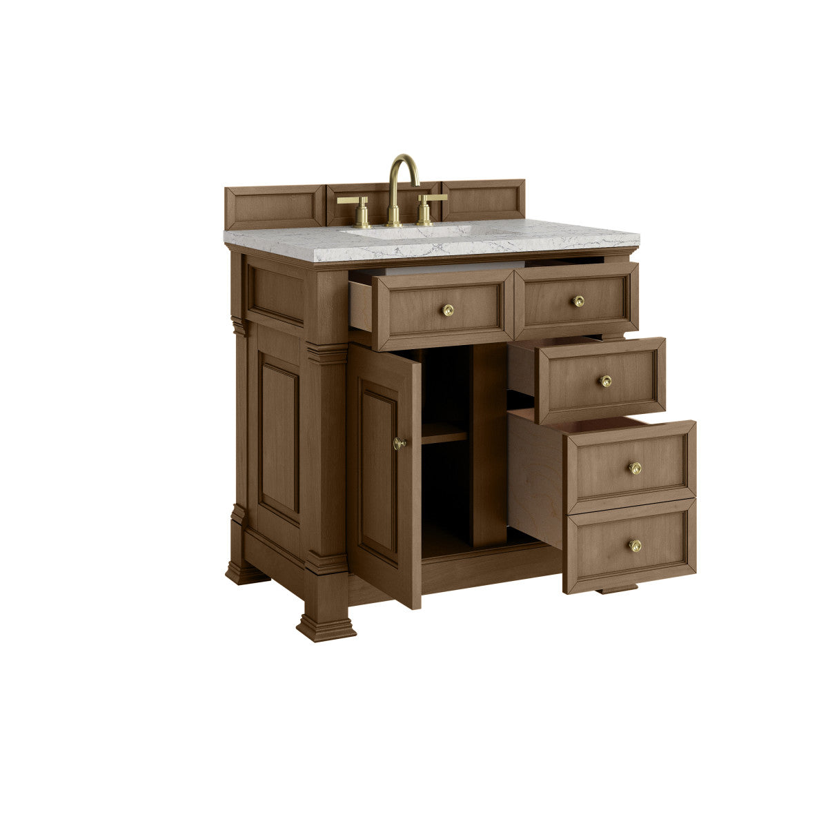 James Martin 547-V36 Brookfield 36” Single Vanity – Black Onyx / Honey Oak / Pearl Charcoal