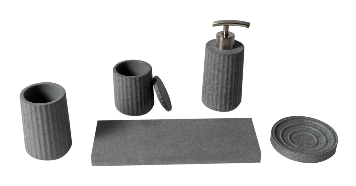 ALFI brand  ABCO1001 5 Piece Solid Concrete Gray Matte Bathroom Accessory Set