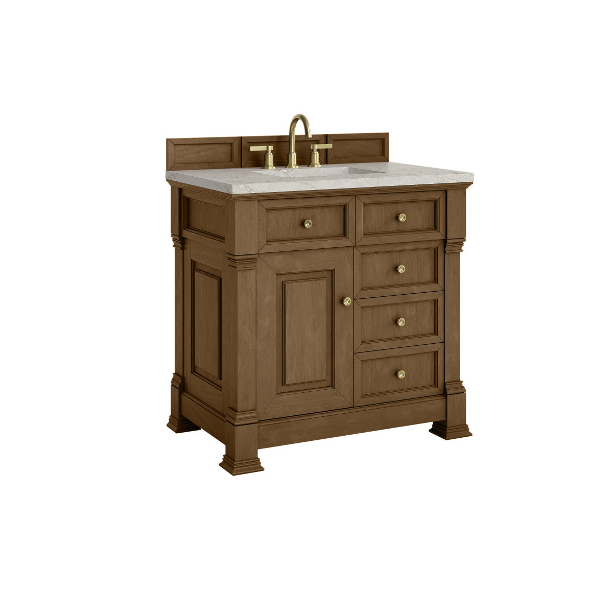James Martin 547-V36 Brookfield 36” Single Vanity – Black Onyx / Honey Oak / Pearl Charcoal
