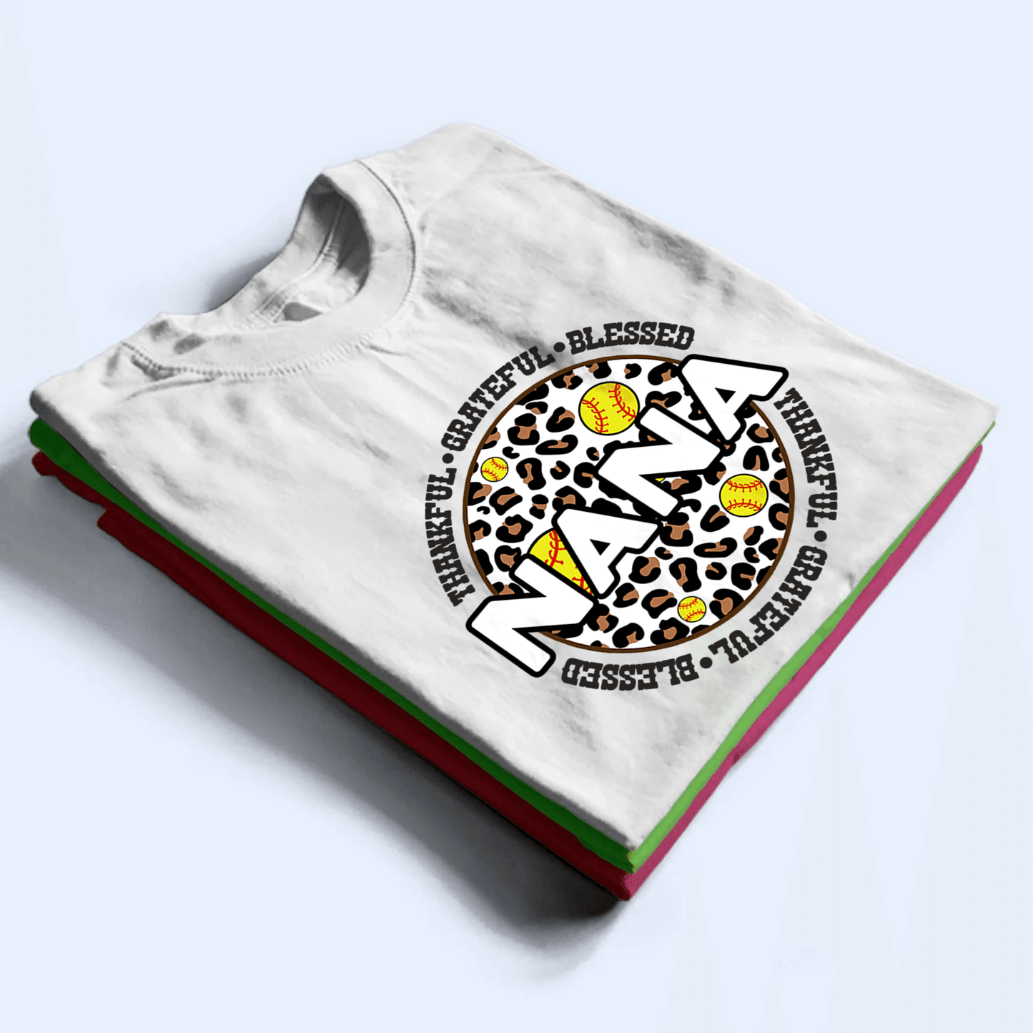 Thankful Grateful Blessed Grandma - Personalized Custom T Shirt - Gift for Grandma/Nana/Mimi, Mom, Wife, Grandparent