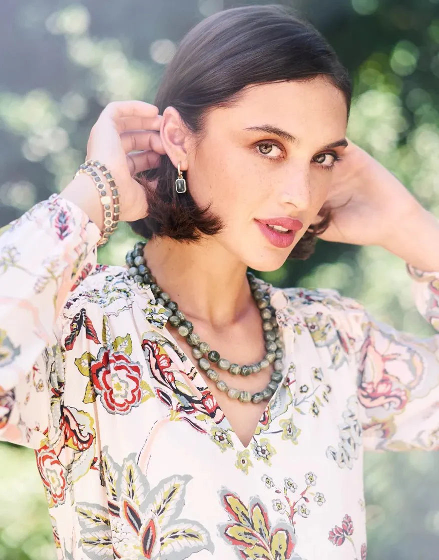 The Bluff Necklace 18" Silver Leaf Jasper