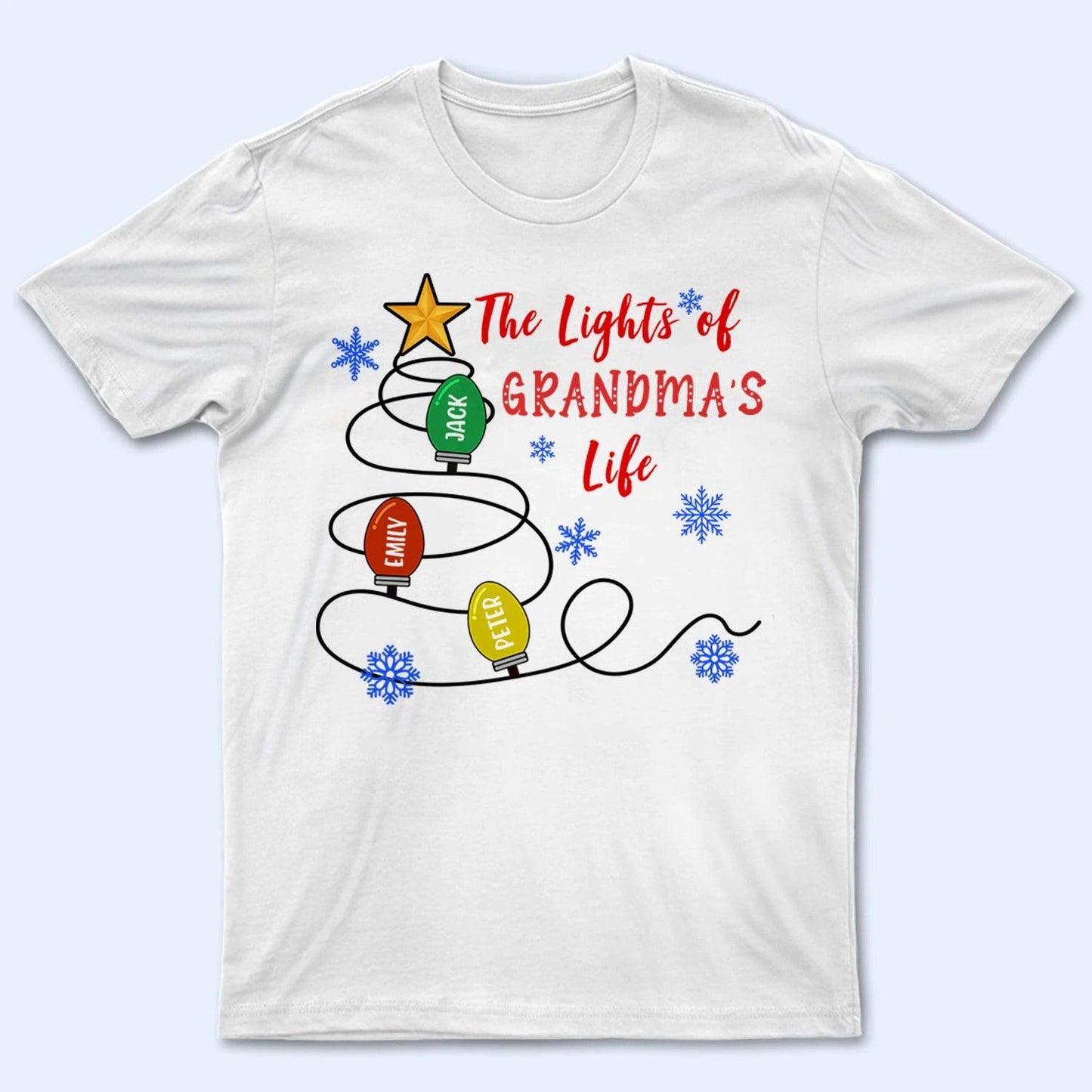 The Lights Of Grandma's Life - Personalized Custom T Shirt - Birthday, Loving, Funny Gift for Grandma/Nana/Mimi, Mom, Wife, Grandparent