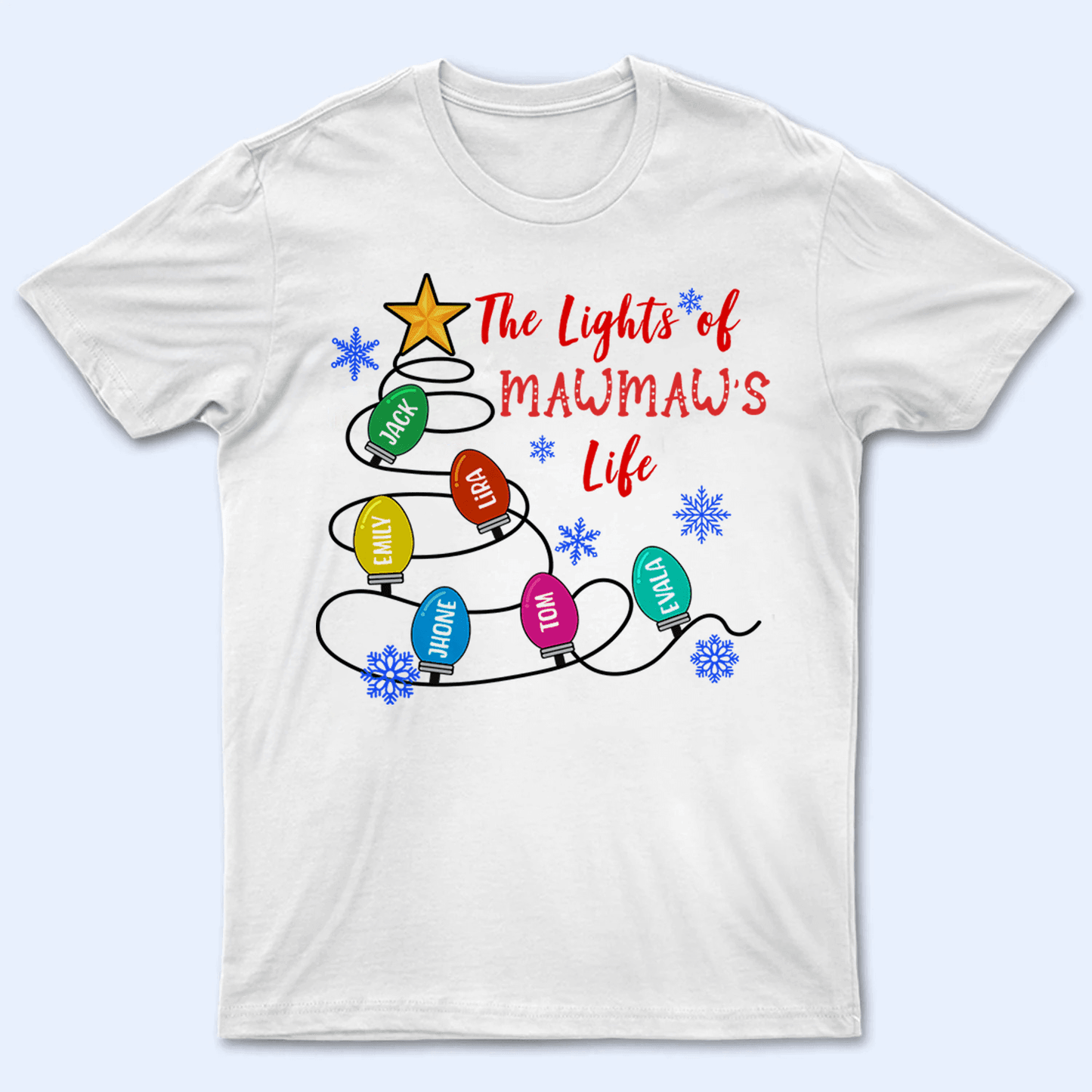 The Lights Of Grandma's Life - Personalized Custom T Shirt - Birthday, Loving, Funny Gift for Grandma/Nana/Mimi, Mom, Wife, Grandparent