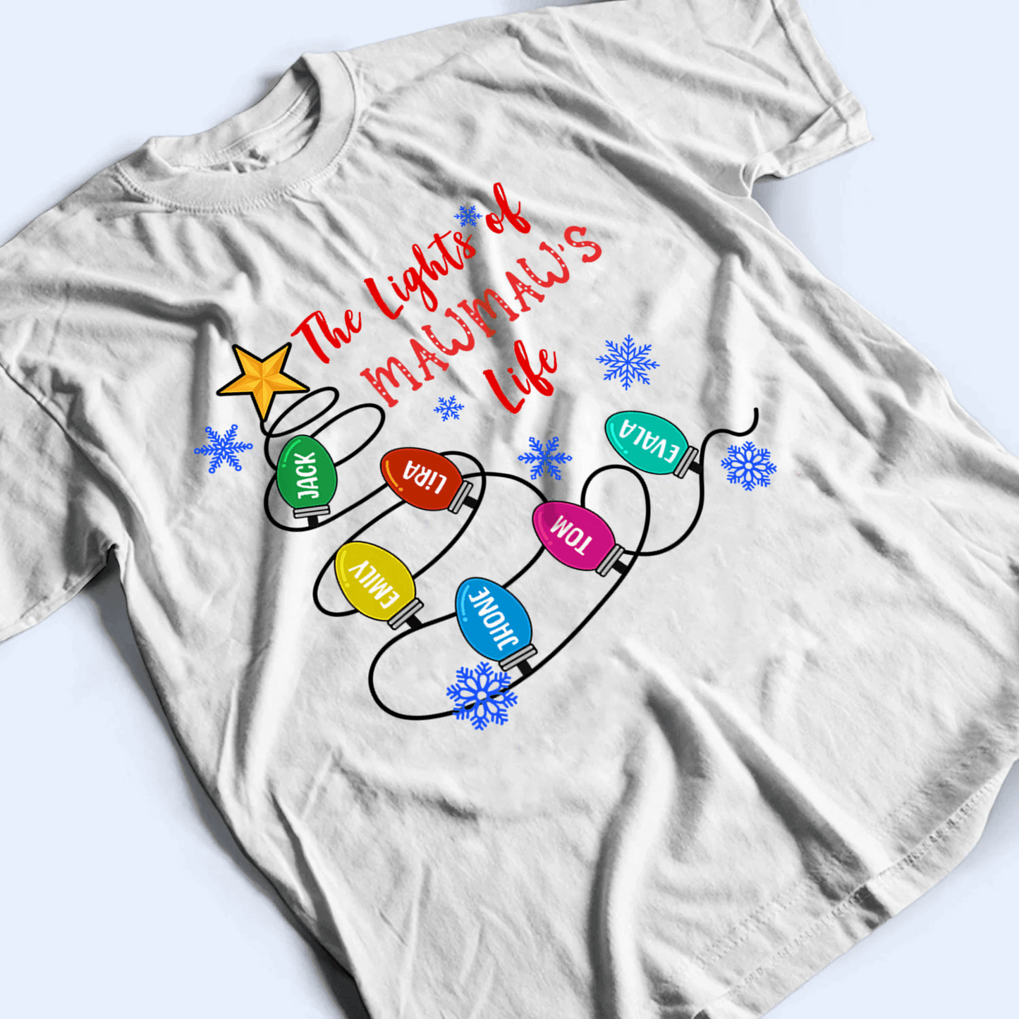 The Lights Of Grandma's Life - Personalized Custom T Shirt - Birthday, Loving, Funny Gift for Grandma/Nana/Mimi, Mom, Wife, Grandparent