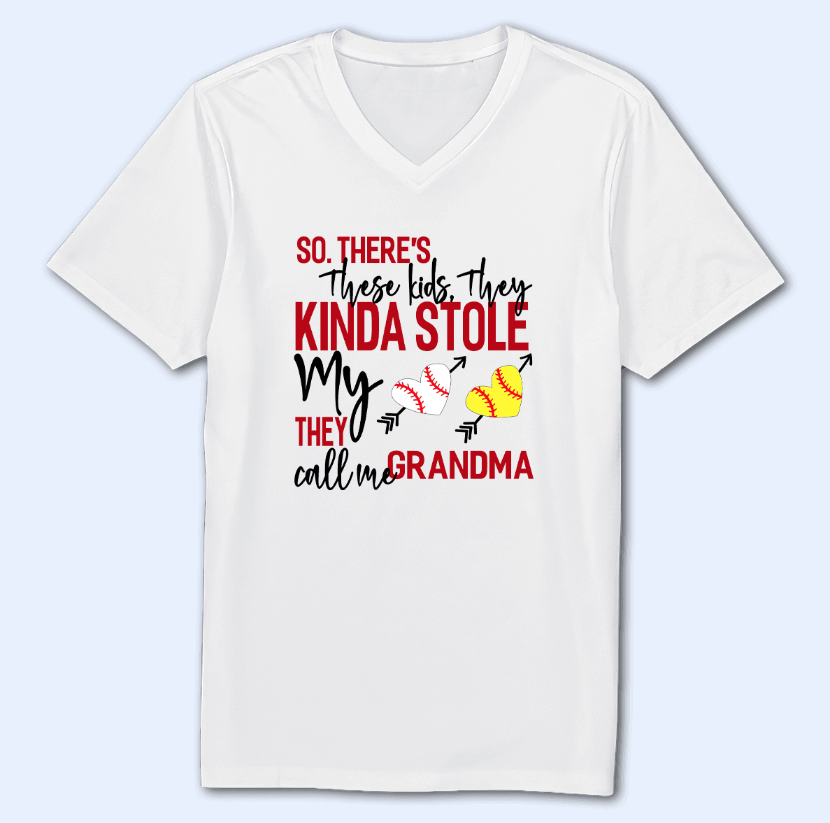These Kids Kinda Stole My Heart - Personalized Custom V-Neck T Shirt - Birthday, Loving, Funny Gift for Grandma/Nana/Mimi, Mom, Wife, Grandparent