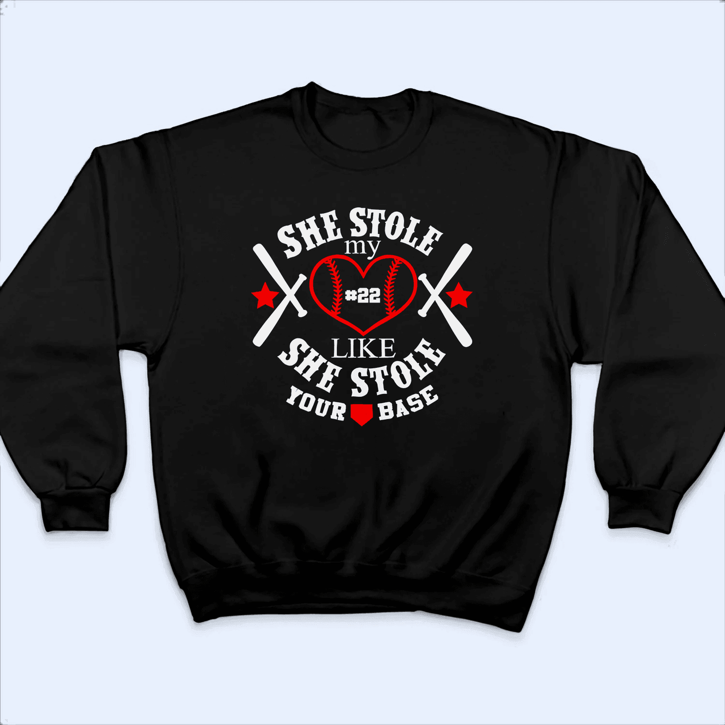 They Stole My Heart Like They Stole Your Base - Baseball/ Softball Cheers Personalized Custom T Shirt - Birthday, Loving, Funny Gift for Grandma/Nana/Mimi, Mom, Wife, Grandparent