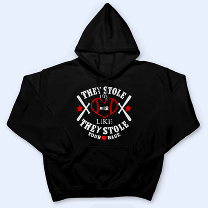 They Stole My Heart Like They Stole Your Base - Baseball/ Softball Cheers Personalized Custom T Shirt - Birthday, Loving, Funny Gift for Grandma/Nana/Mimi, Mom, Wife, Grandparent
