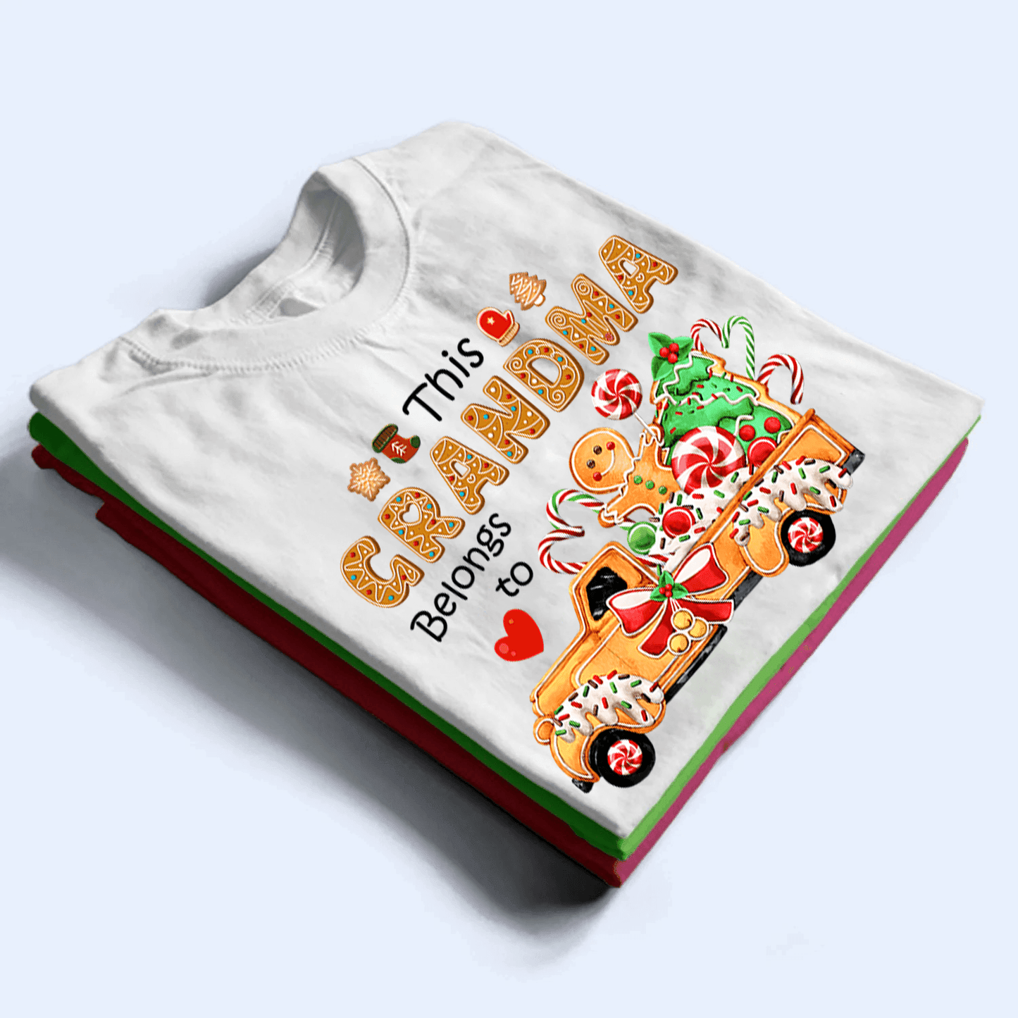 This Gingerbread Grandma Belongs To Grandkids - Personalized Custom T Shirt - Christmas, Birthday, Loving, Funny Gift for Grandma/Nana/Mimi, Mom, Wife, Grandparent
